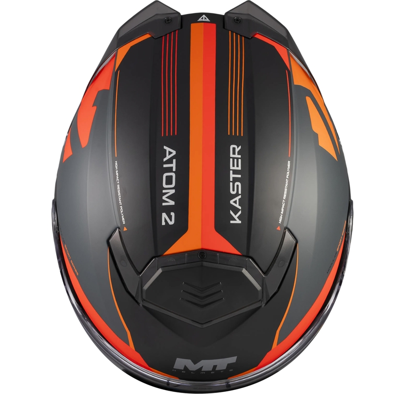Ülesklapitav mootorrattakiiver MT Atom 2 SV Kaster C14 matt must-hall-oranž