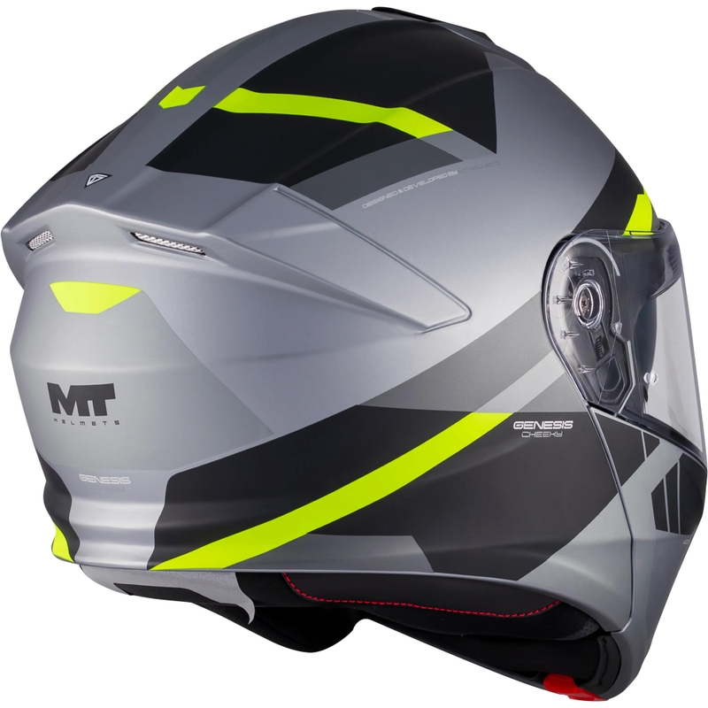 Ülesklapitav mootorrattakiiver MT Genesis R SV Cheeky C3 must-hall-fluorestseeriv kollane