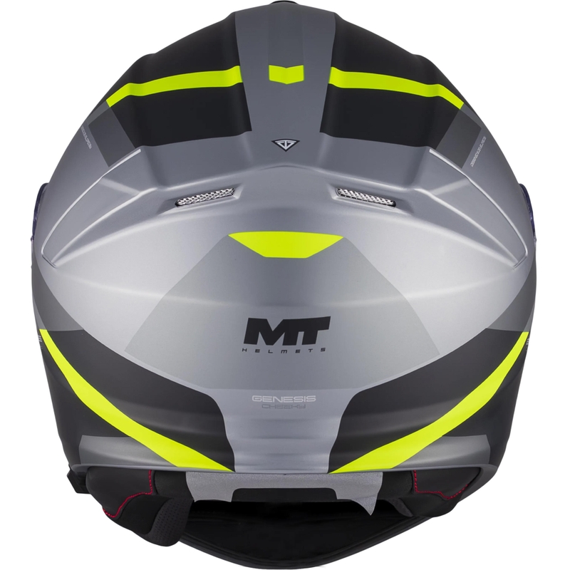 Ülesklapitav mootorrattakiiver MT Genesis R SV Cheeky C3 must-hall-fluorestseeriv kollane