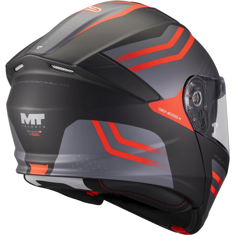 Ülesklapitav mootorrattakiiver MT Genesis R SV Vibe B5 matt must-hall-punane