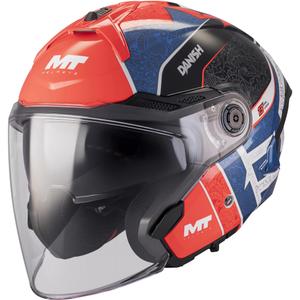 Avatud mootorrattakiiver MT Cosmo SV Danish 26 Season C5 sinine-punane-valge-must