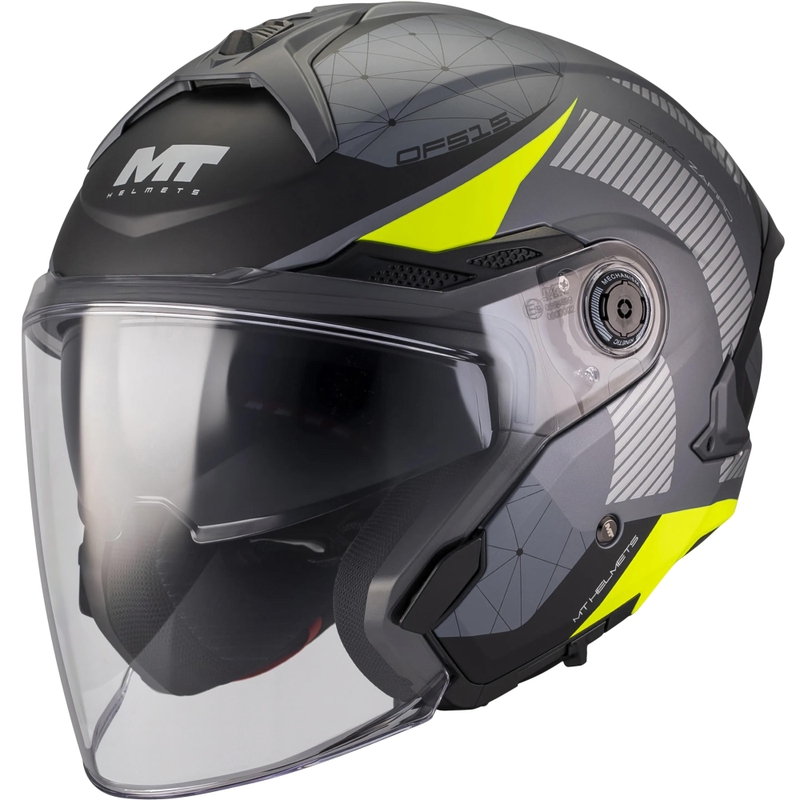 Avatud mootorrattakiiver MT Cosmo SV Zafiro C3 matt must-hall-fluorestseeruv kollane