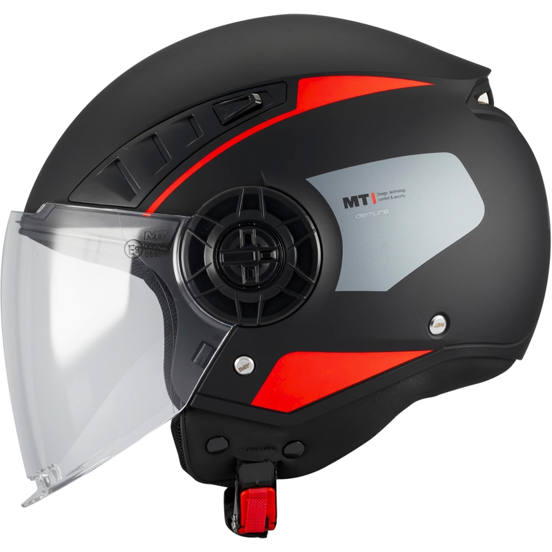 Avatud mootorrattakiiver MT Aeris Demure B5 matt must-punane