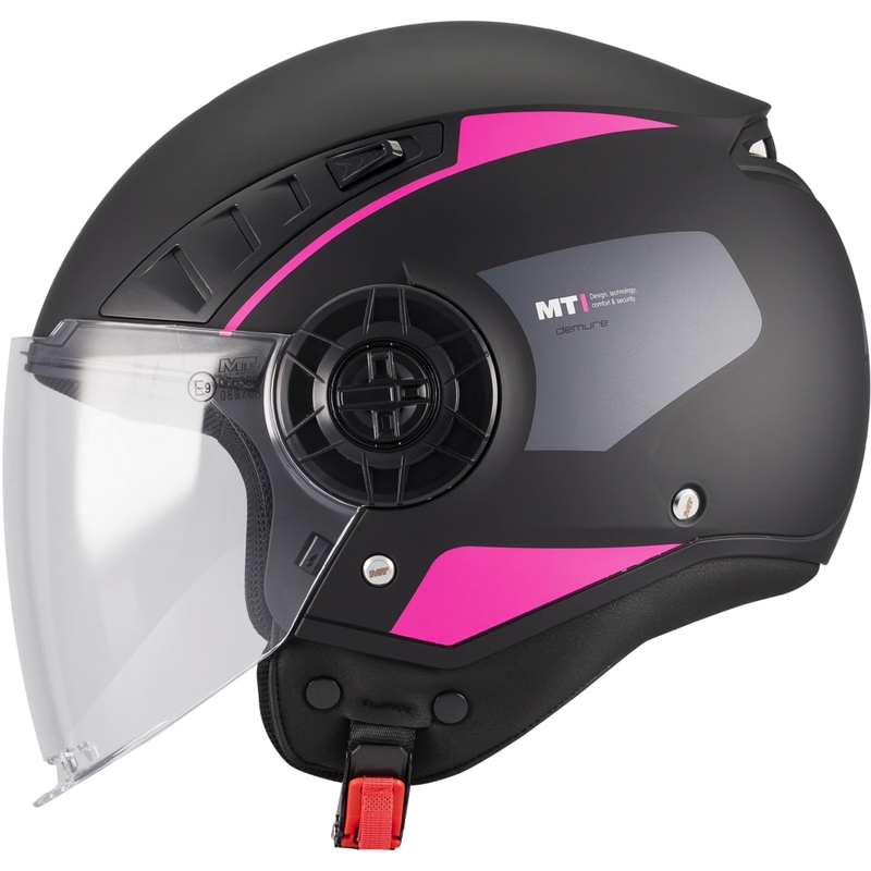 Avatud mootorrattakiiver MT Aeris Demure B5 must-roosa
