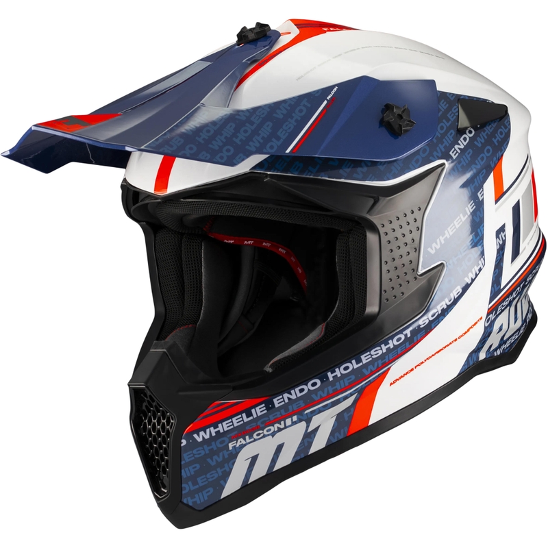 Motokrossi kiiver MT Falcon S Ruler A15 sinine-valge-punane
