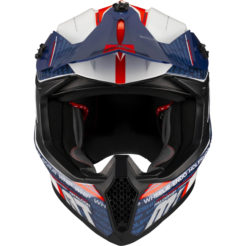 Motokrossi kiiver MT Falcon S Ruler A15 sinine-valge-punane
