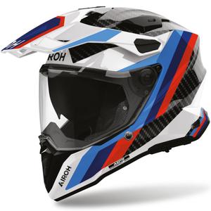 Enduro mootorratta kiiver Airoh Commander 2 Carbon Rank must-valge-sinine