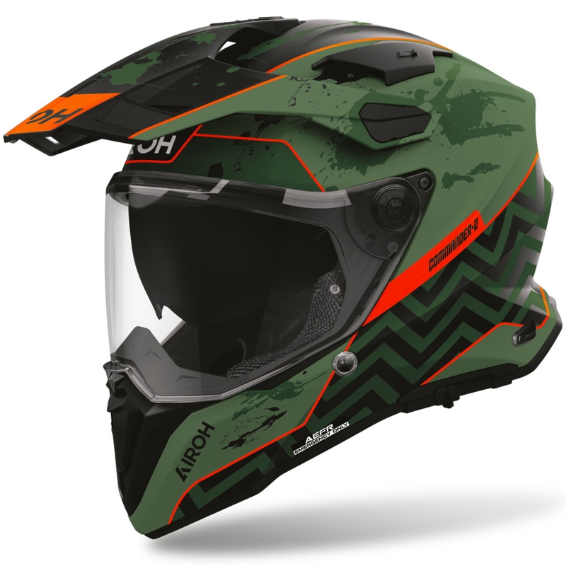 Enduro mootorratta kiiver Airoh Commander 2 Plug matt must-roheline-punane