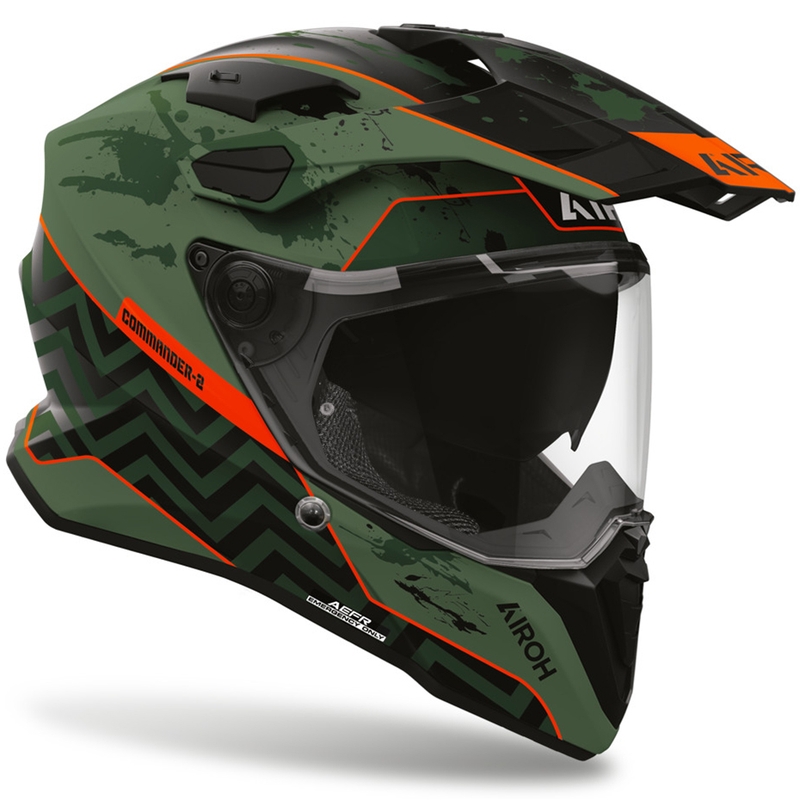 Enduro mootorratta kiiver Airoh Commander 2 Plug matt must-roheline-punane