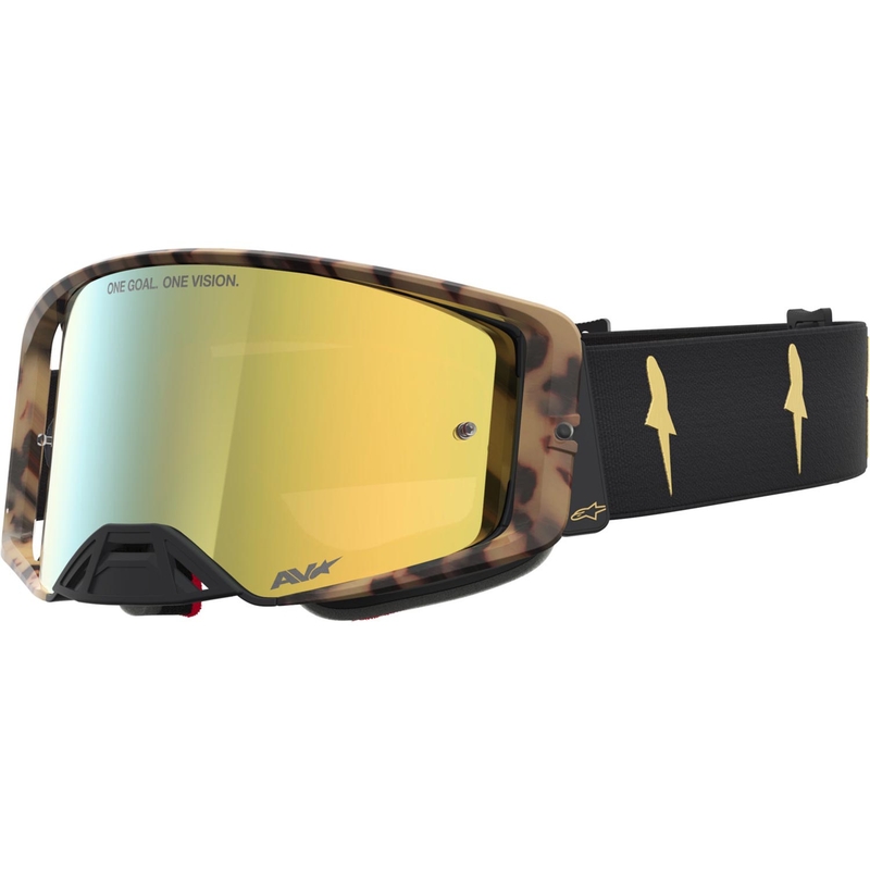 Alpinestars Supertech limiteeritud väljaande Zona motokrossiprillid must-pruunid peegelkuldse pleksiklaasiga