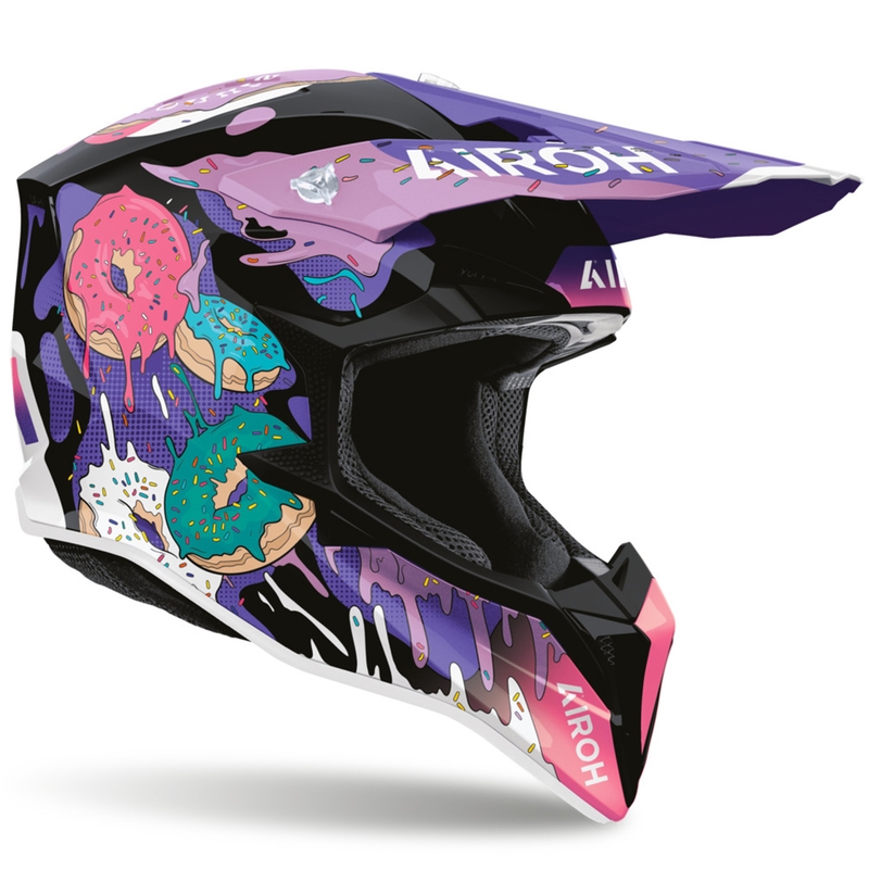 Airoh Wraaap Donuts mootorratta motokrossi kiiver roosa-lilla-must