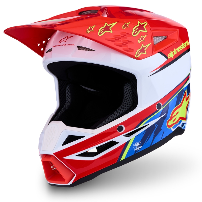 Alpinestars S-M3 Falcon mootorratta motokrossi kiiver fluorestsentspunane-valge