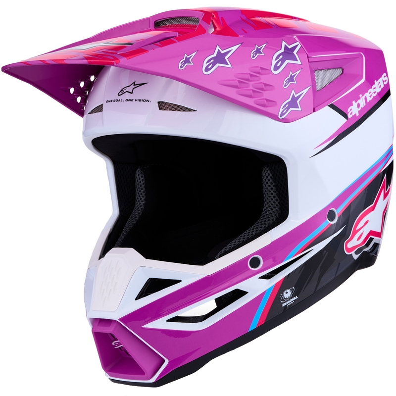 Alpinestars S-M3 Falcon mootorratta motokrossi kiiver lilla-valge-fluoroosa