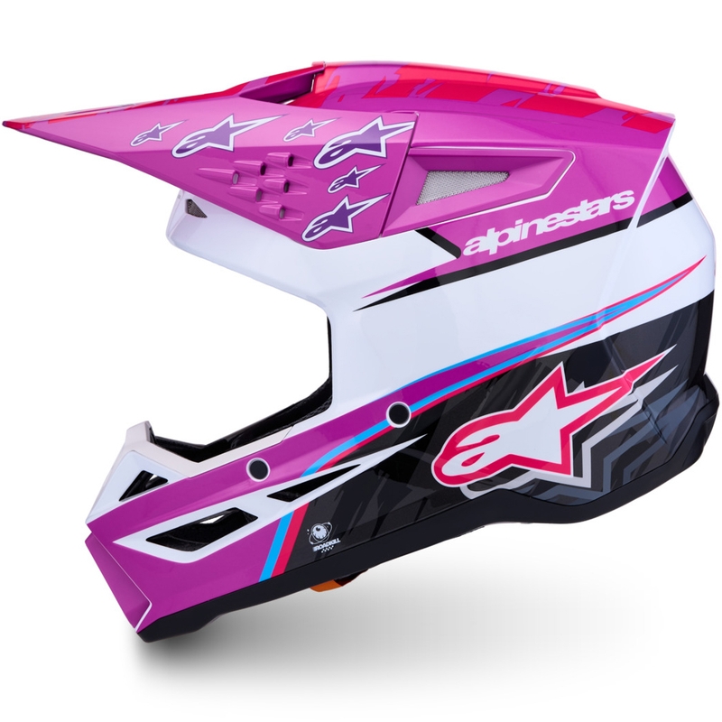 Alpinestars S-M3 Falcon mootorratta motokrossi kiiver lilla-valge-fluoroosa