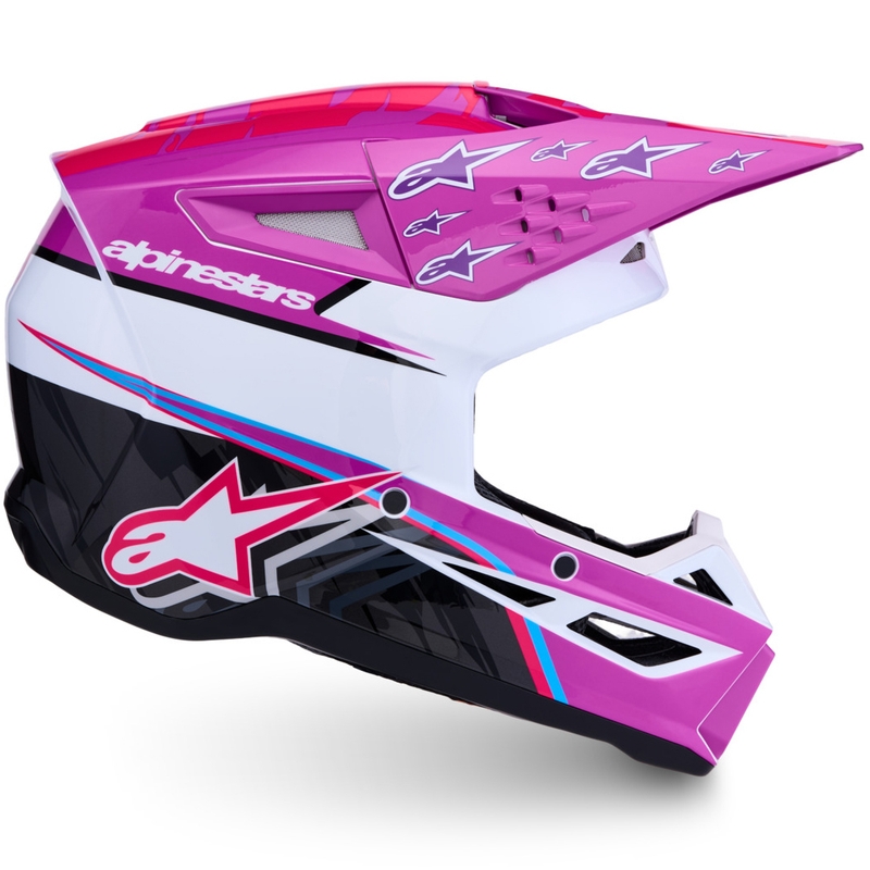 Alpinestars S-M3 Falcon mootorratta motokrossi kiiver lilla-valge-fluoroosa