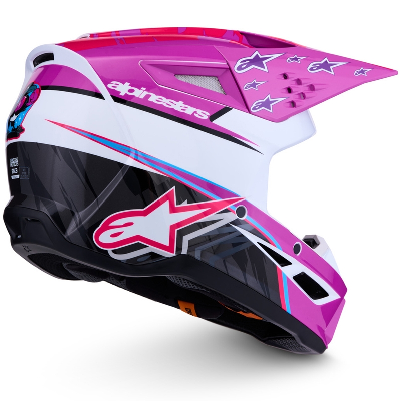 Alpinestars S-M3 Falcon mootorratta motokrossi kiiver lilla-valge-fluoroosa