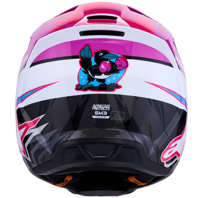Alpinestars S-M3 Falcon mootorratta motokrossi kiiver lilla-valge-fluoroosa