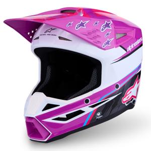 Alpinestars S-M3 Falcon Laste Krossikiiver Lilla-Valge-Must