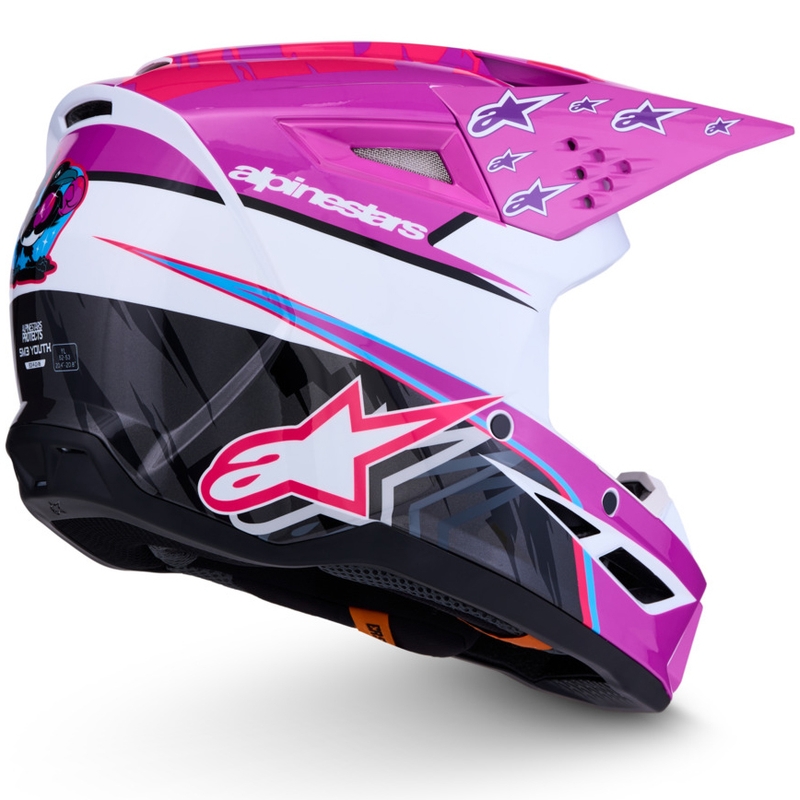 Alpinestars S-M3 Falcon Laste Krossikiiver Lilla-Valge-Must