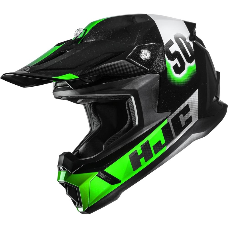 Motokrossi kiiver HJC C50 Dash MC4 must-roheline-valge