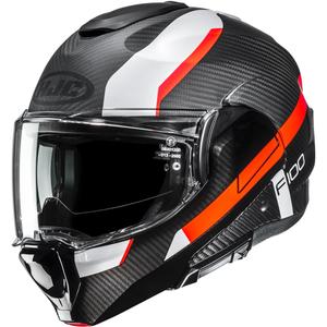 Ülesklapitav mootorrattakiiver HJC F100 Carbon Askan MC6HSF must-oranž-valge-punane