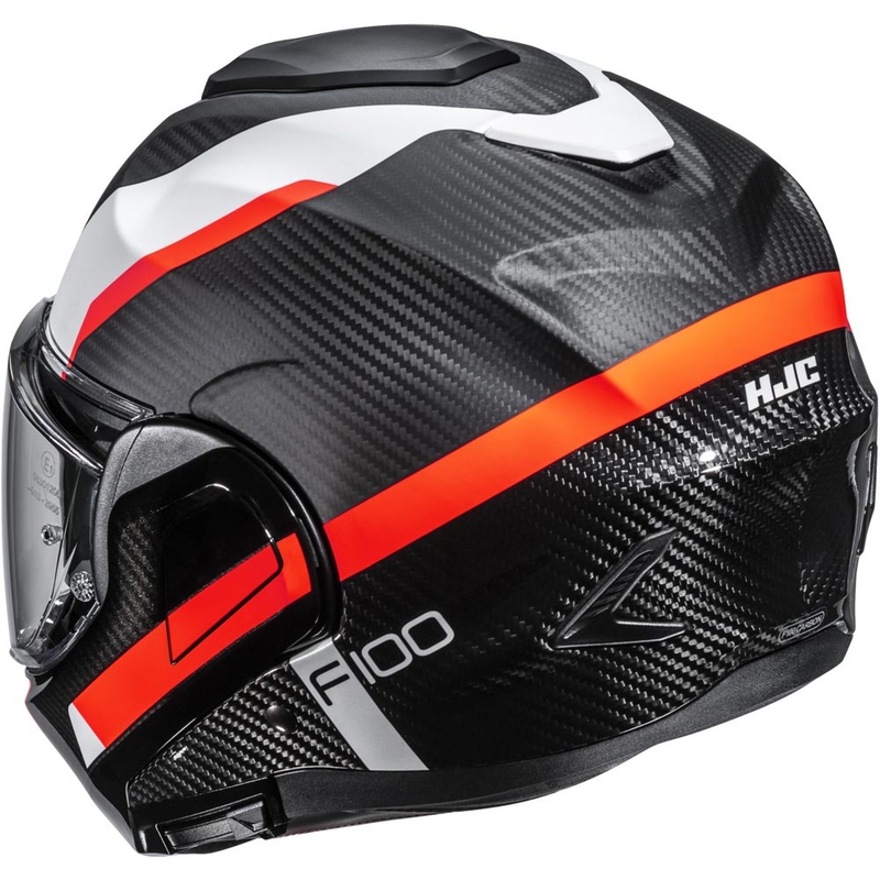 Ülesklapitav mootorrattakiiver HJC F100 Carbon Askan MC6HSF must-oranž-valge-punane