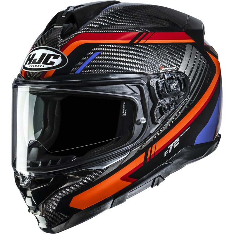 Täismaskiiver mootorrattale HJC F72 Carbon Kairo MC8 must-oranž-punane-lilla