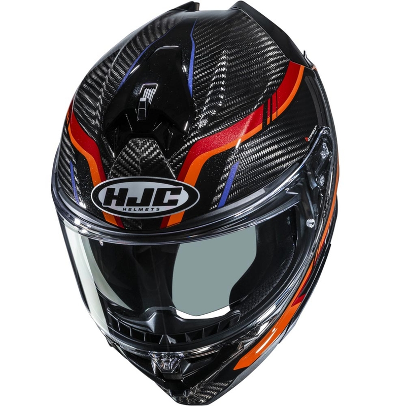 Täismaskiiver mootorrattale HJC F72 Carbon Kairo MC8 must-oranž-punane-lilla