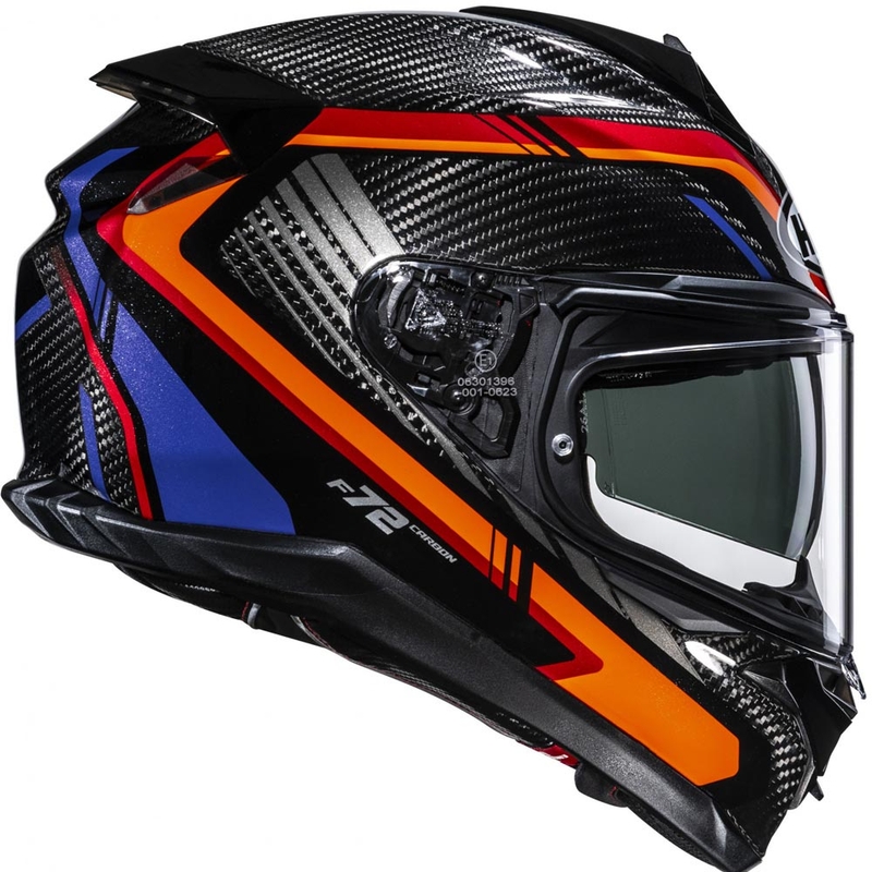 Täismaskiiver mootorrattale HJC F72 Carbon Kairo MC8 must-oranž-punane-lilla