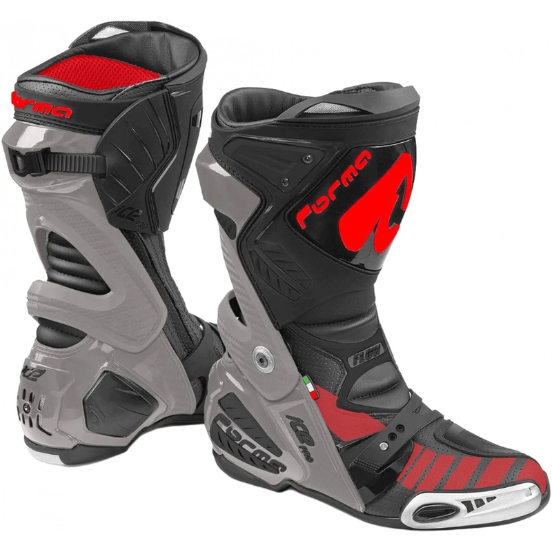 Forma Ice Pro Flow mootorrattasaapad hall-must-punane