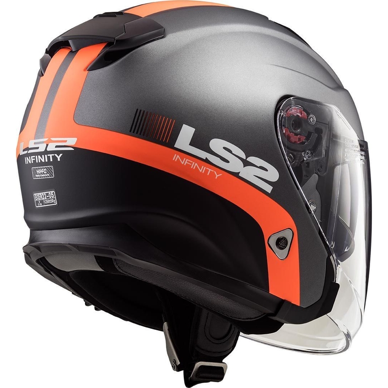 Otevřená přilba na motorku LS2 OF521 Infinity Smart titanovo-oranžová