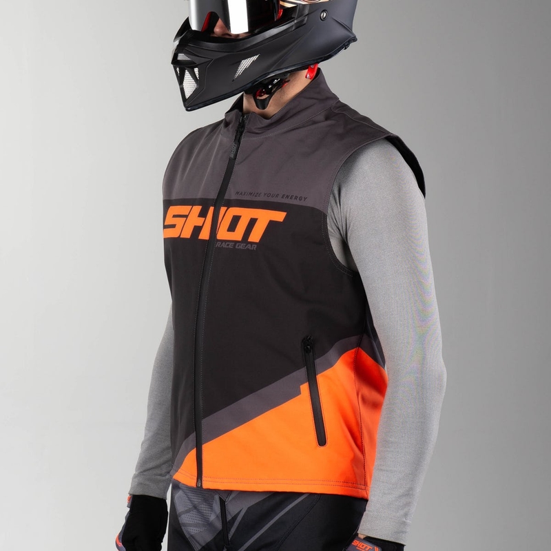 Softshellová vesta Shot Lite černo-šedo-fluo oranžová výprodej