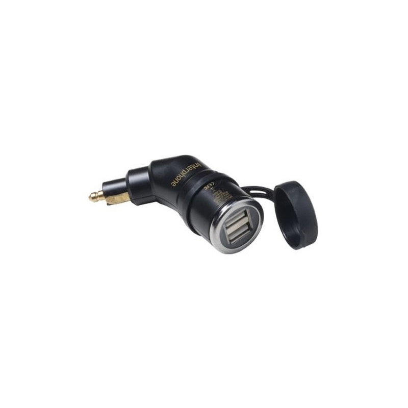 DIN adapter Interphone 2x USB väljundiga mootorratastele, 2A