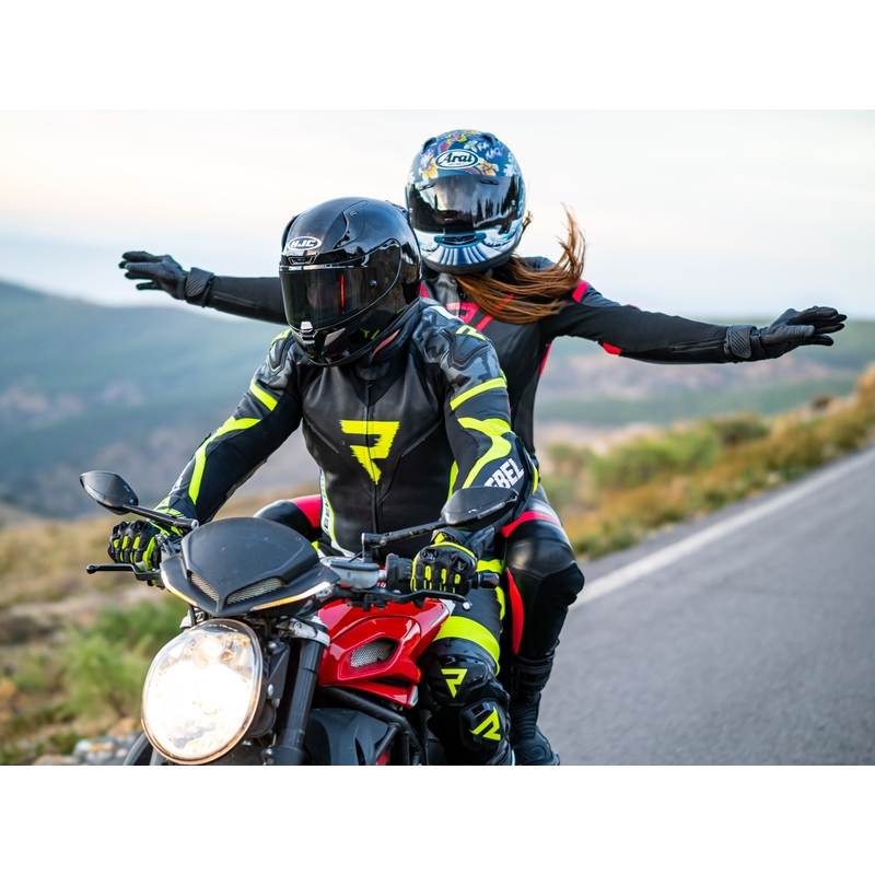 Rebelhorn Rebel Must-valge-fluorokollane mootorratta kombinesoon allahindlus