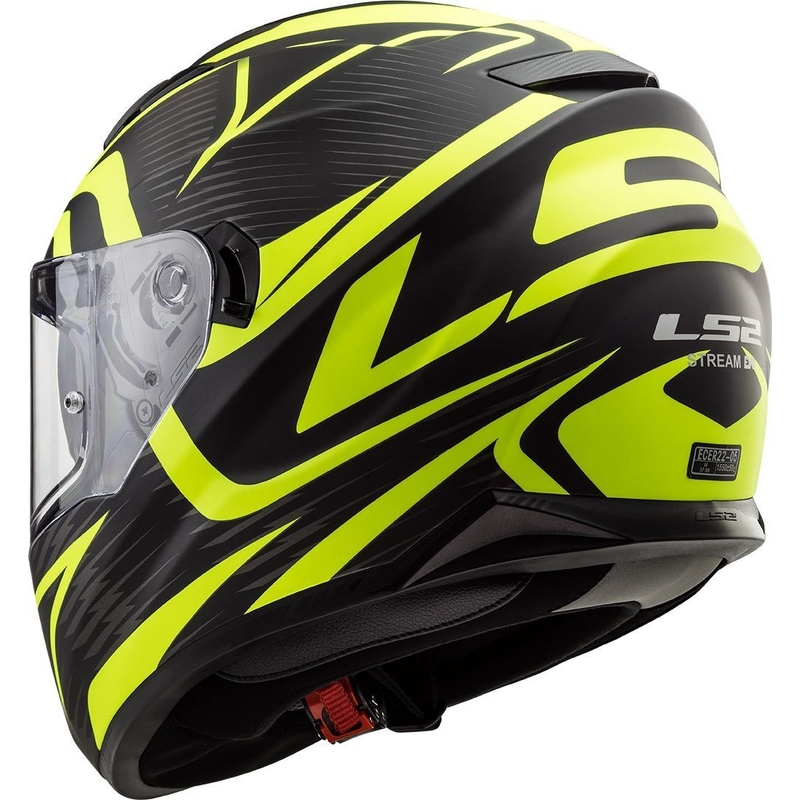 LS2 FF320 Stream Evo Jink must-fluo kollane integreeritud mootorratta kiiver