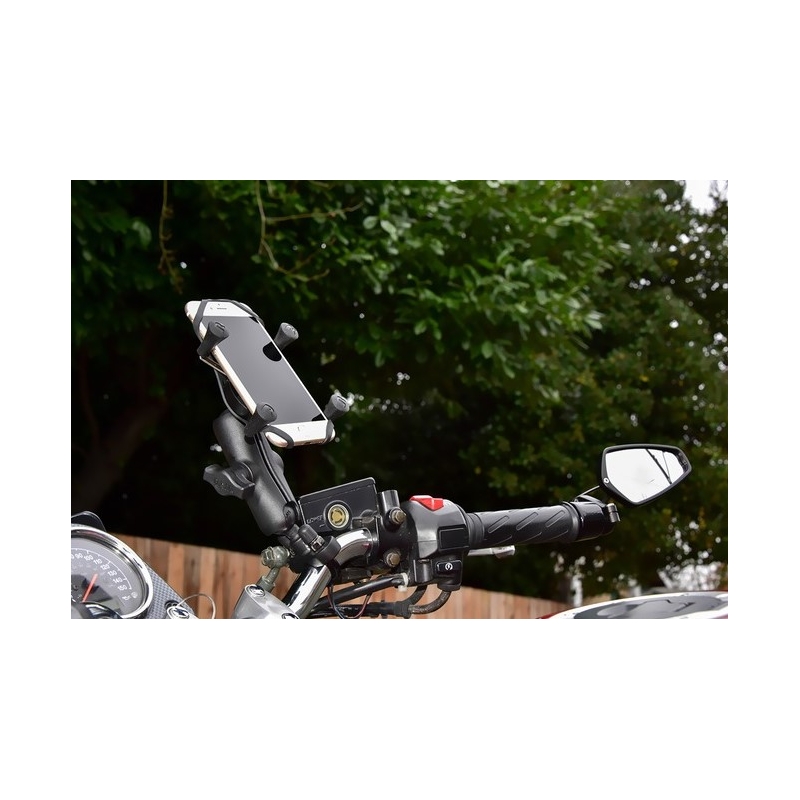 RAM Mounts X-Grip mobiiltelefonihoidik juhtraua läbimõõduga 12,7-31,75 mm jaoks.