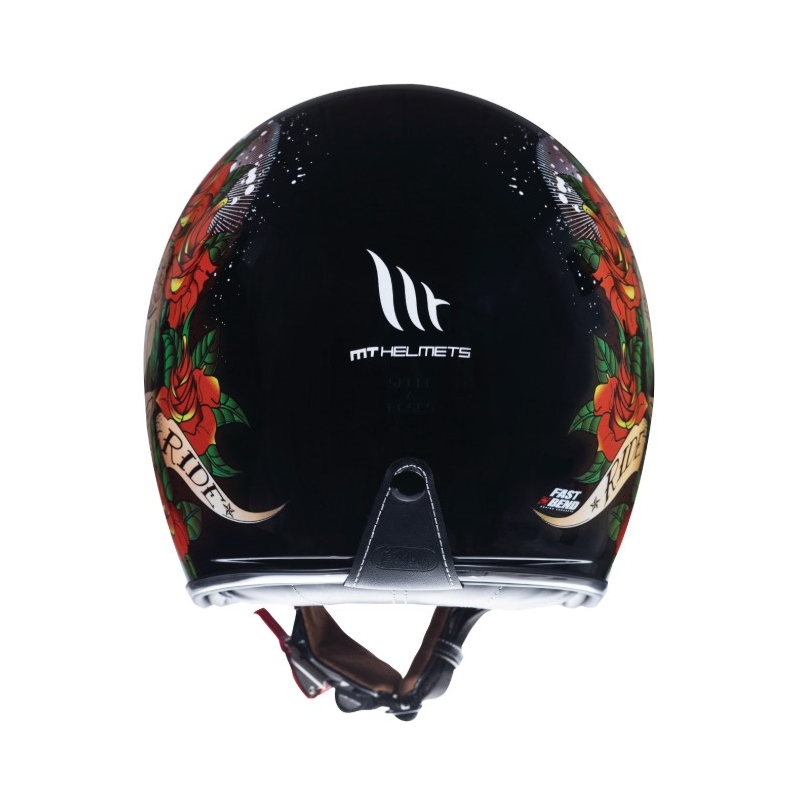 Otevřená přilba na motorku MT LeMans 2 SV SKULL&ROSES černo-červená