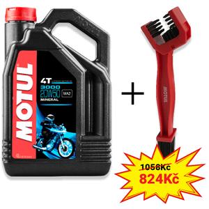 Sada olej 3000 20W-50 4L+ kartáč na čištění řetězu Motul