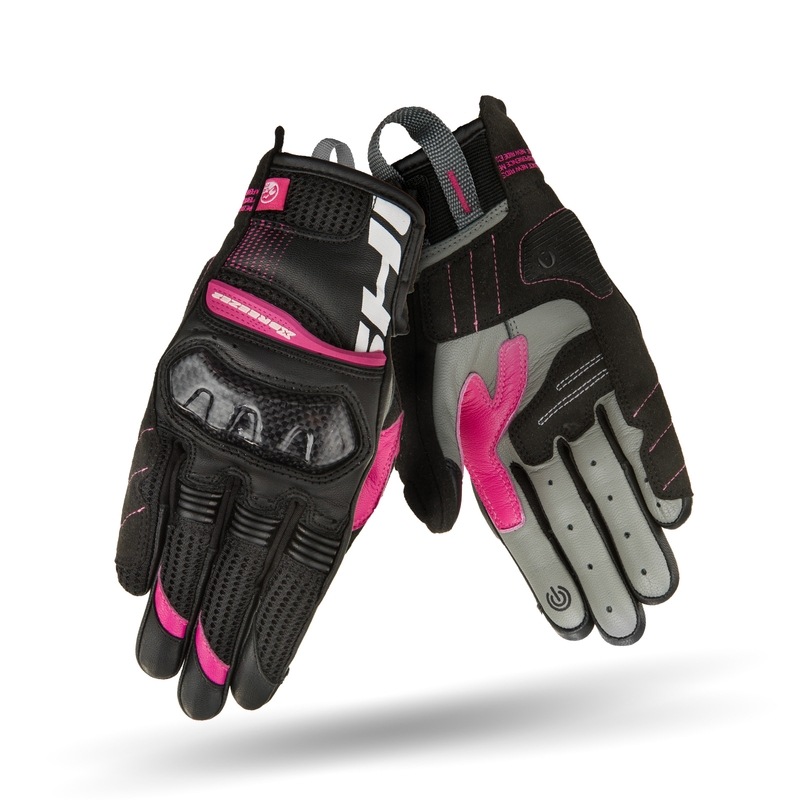 Naiste Shima X-Breeze 2 mustad ja roosad mootorratta kindad