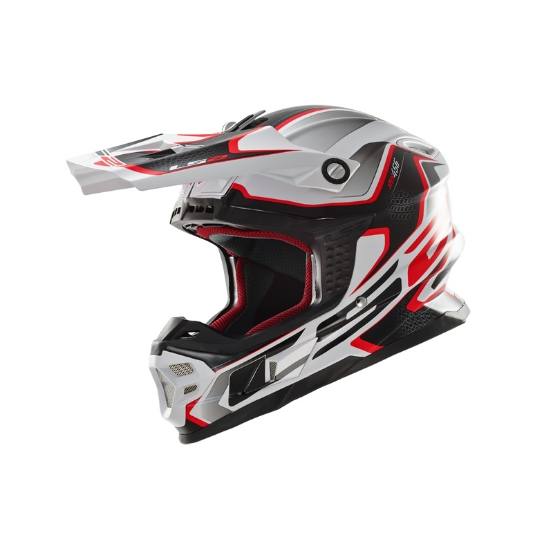 Motokrosová přilba LS2 MX456 Compass bílo-červená výprodej